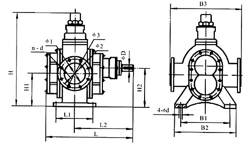 KCB系列大流量齒輪泵外形及安裝尺寸